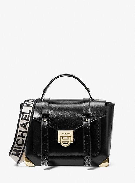 michael kors silver face and black patent strap|Manhattan Medium Patent Satchel .